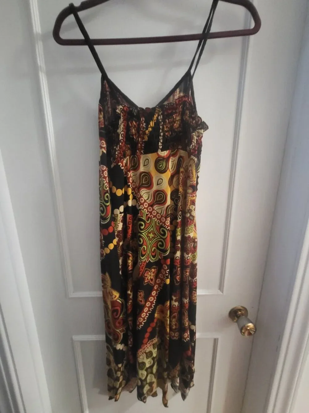 Terra Nostra Boho Patchwork Print V-Neck Maxi Dress - M - Picture 6 of 8